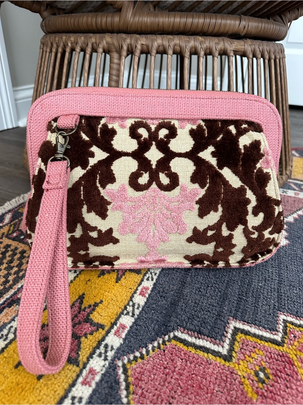 CAKE By Petunia Pickle Bottom Cameo Clutch Diaper Bag / Purse - Pink/ Brown